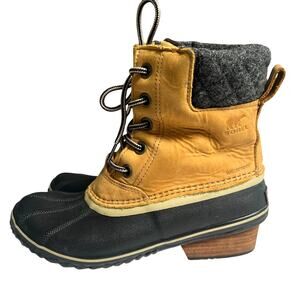 Sorel Slimpack II Lace Duck Boots Waterproof Leather Brown Black Women’s 9.5